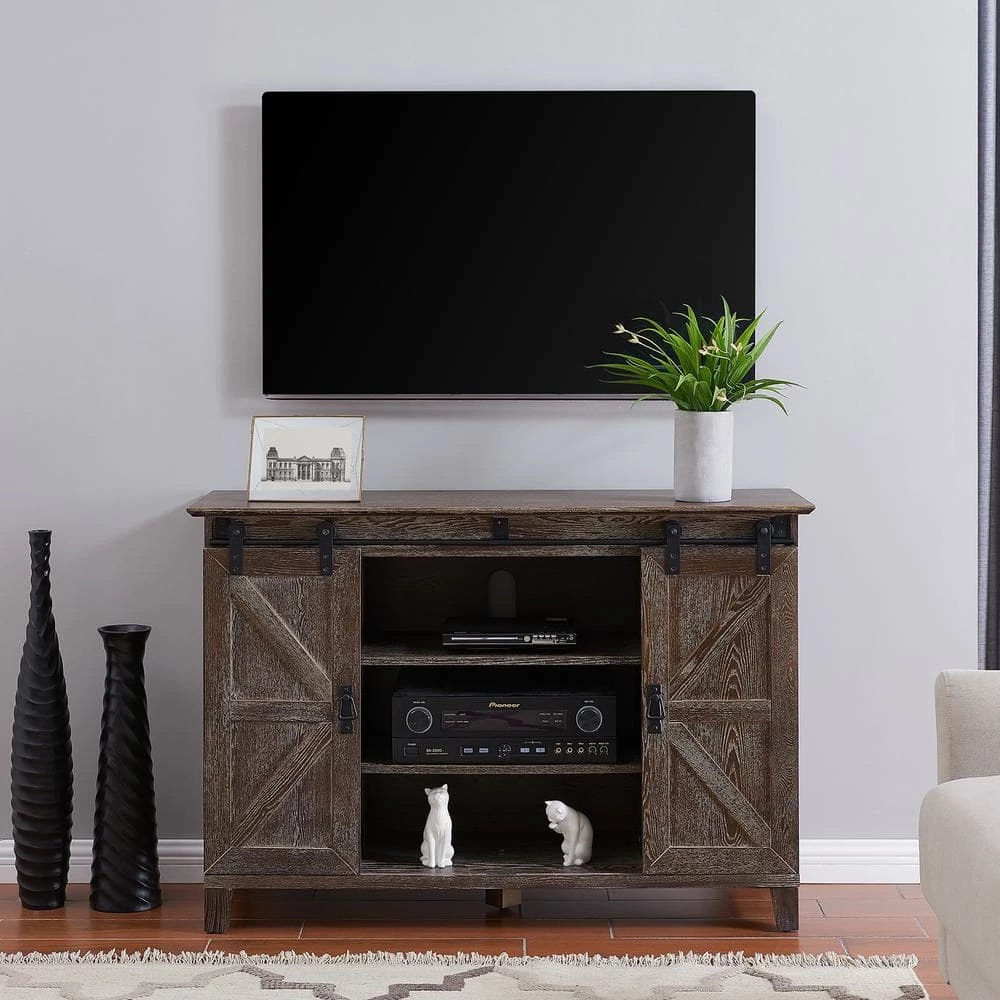 Nuami 48 in. Cerused Burnt Oak Engineered Wood TV Stand Fits TVs Up to 50 in. by Southern Enterprises 10 Nuami 48 in. Cerused Burnt Oak Engineered Wood TV Stand Fits TVs Up to 50 in. by Southern Enterprises - Image 8