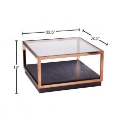 Kreesa 33 in. Clear/Champagne/Black Medium Square Glass Coffee Table with Shelf by Southern Enterprises -Southern Enterprises Sales champagne and black finish southern enterprises coffee tables hd433219 40 1000