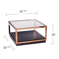 Kreesa 33 in. Clear/Champagne/Black Medium Square Glass Coffee Table with Shelf by Southern Enterprises -Southern Enterprises Sales champagne and black finish southern enterprises coffee tables hd433219 fa 1000