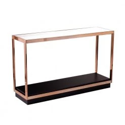 Kreesa 49 in. Clear/Champagne/Black Rectangle Glass Console Table with Storage by Southern Enterprises