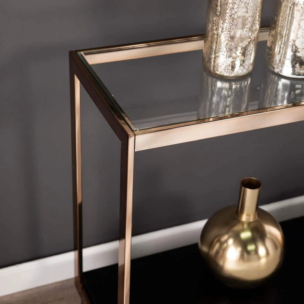 Kreesa 49 in. Clear/Champagne/Black Rectangle Glass Console Table with Storage by Southern Enterprises 7 Kreesa 49 in. Clear/Champagne/Black Rectangle Glass Console Table with Storage by Southern Enterprises - Image 5