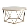 Ensla 33 in. Champagne/Faux Travertine Medium Round Stone Coffee Table by Southern Enterprises -Southern Enterprises Sales champagne and faux travertine finish southern enterprises coffee tables hd530963 64 1000