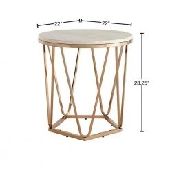 Ensla Champagne with Faux Stone Round Coffee Table by Southern Enterprises -Southern Enterprises Sales champagne and faux travertine finish southern enterprises end side tables hd530987 40 1000
