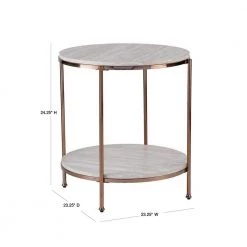 Becklan Champagne with Faux Travertine Round End Table by Southern Enterprises 14 Becklan Champagne with Faux Travertine Round End Table by Southern Enterprises -Southern Enterprises Sales champagne faux travertine southern enterprises end side tables hd524702 40 1000