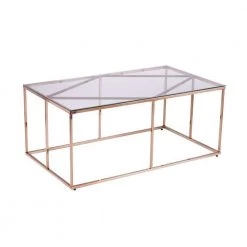 Lahz 42 in. Champagne/Clear Large Rectangle Glass Coffee Table by Southern Enterprises
