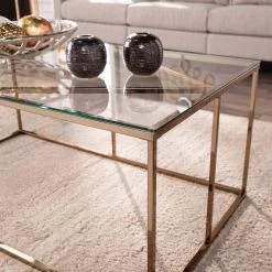 Lahz 42 in. Champagne/Clear Large Rectangle Glass Coffee Table by Southern Enterprises -Southern Enterprises Sales champagne finish southern enterprises coffee tables hd433585 c3 1000