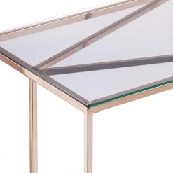 Lahz 42 in. Clear/Champagne Rectangle Glass Console Table by Southern Enterprises -Southern Enterprises Sales champagne finish southern enterprises console tables hd433608 44 1000