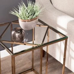 Lahz Champagne Contemporary End Table by Southern Enterprises -Southern Enterprises Sales champagne finish southern enterprises end side tables hd433592 c3 1000