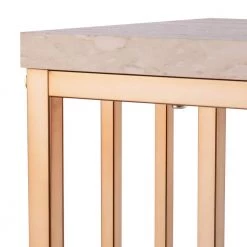 Rippert 48 in. Champagne/White Rectangle Stone Console Table with Storage by Southern Enterprises -Southern Enterprises Sales champagne finish w simulated travertine southern enterprises console tables hd530338 44 1000