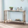 Rippert 48 in. Champagne/White Rectangle Stone Console Table with Storage by Southern Enterprises -Southern Enterprises Sales champagne finish w simulated travertine southern enterprises console tables hd530338 64 1000