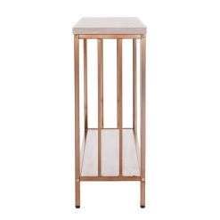 Rippert 48 in. Champagne/White Rectangle Stone Console Table with Storage by Southern Enterprises -Southern Enterprises Sales champagne finish w simulated travertine southern enterprises console tables hd530338 e1 1000