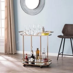Berndt Champagne Finish Bar Cart by Southern Enterprises