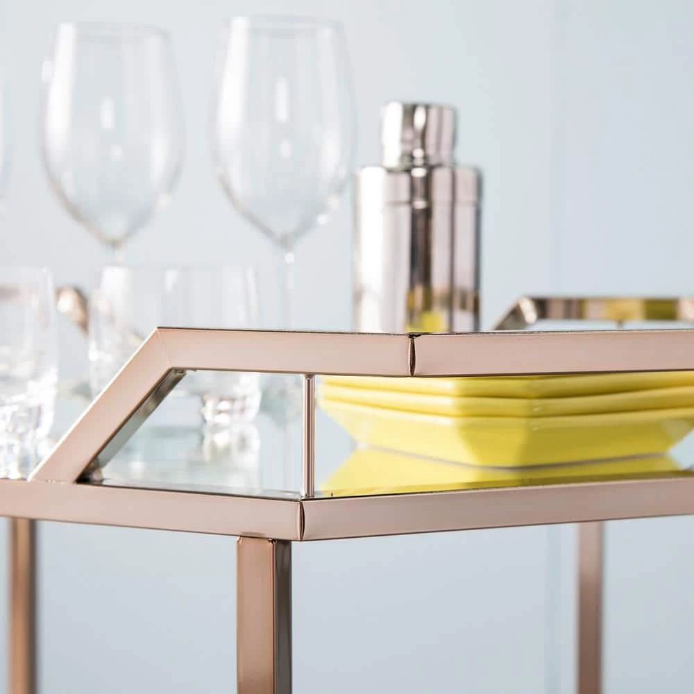 Berndt Champagne Finish Bar Cart by Southern Enterprises 6 Berndt Champagne Finish Bar Cart by Southern Enterprises - Image 4