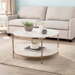 Kaitlyn 34 in. Gold Medium Round Resin Coffee Table with Shelf by Southern Enterprises 19 Kaitlyn 34 in. Gold Medium Round Resin Coffee Table with Shelf by Southern Enterprises -Southern Enterprises Sales champagne southern enterprises coffee tables hd698465 31 1000