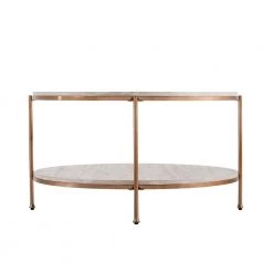 Kaitlyn 34 in. Gold Medium Round Resin Coffee Table with Shelf by Southern Enterprises