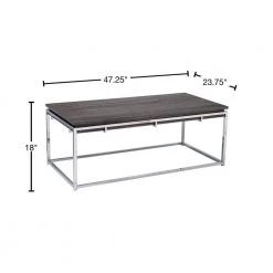 Joaquim 48 in. Chrome/Black Oak Large Rectangle Wood Coffee Table by Southern Enterprises -Southern Enterprises Sales chrome and black oak finish southern enterprises coffee tables hd433417 40 1000