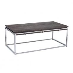 Joaquim 48 in. Chrome/Black Oak Large Rectangle Wood Coffee Table by Southern Enterprises