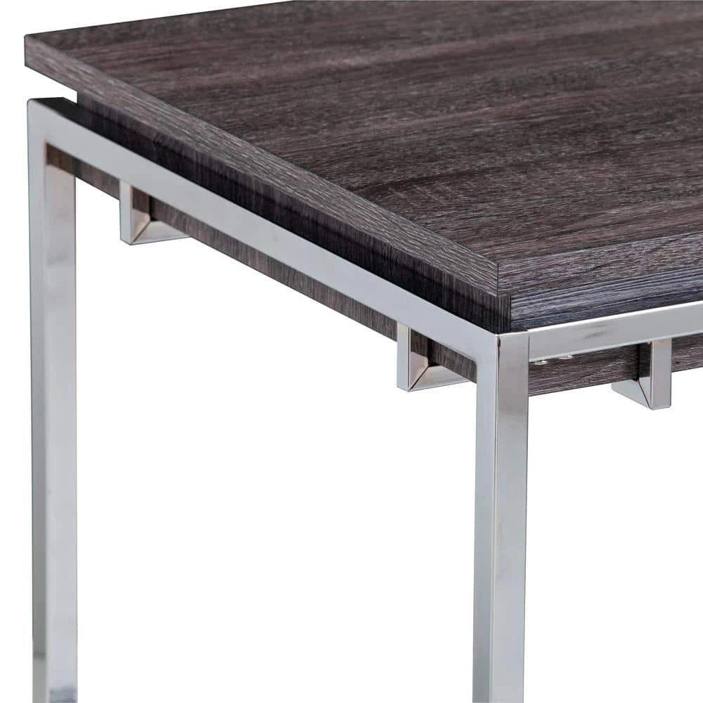 Joaquim Chrome with Black Oak Square End Table by Southern Enterprises 9 Joaquim Chrome with Black Oak Square End Table by Southern Enterprises - Image 7