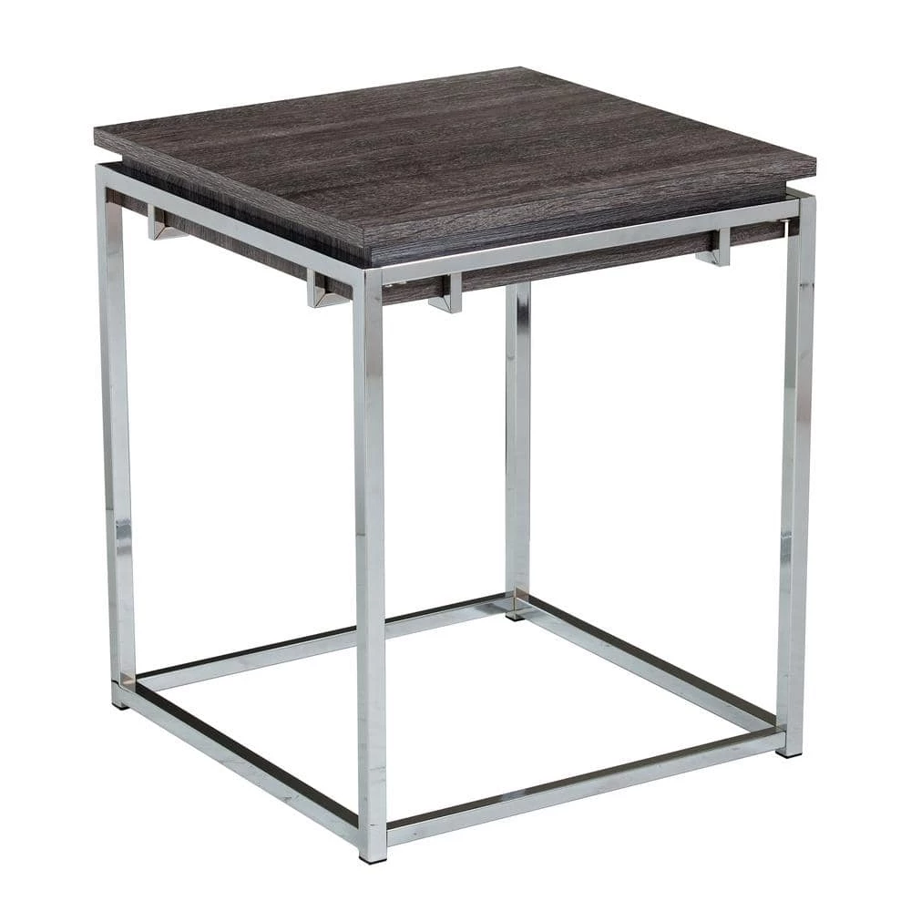 Joaquim Chrome with Black Oak Square End Table by Southern Enterprises 4 Joaquim Chrome with Black Oak Square End Table by Southern Enterprises - Image 2