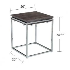Joaquim Chrome with Black Oak Square End Table by Southern Enterprises 17 Joaquim Chrome with Black Oak Square End Table by Southern Enterprises -Southern Enterprises Sales chrome and black oak finish southern enterprises end side tables hd433424 fa 1000