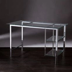 47.3 in. Rectangular Chrome/Clear Writing Desks with Glass Top by Southern Enterprises -Southern Enterprises Sales chrome clear southern enterprises writing desks hd888569 77 1000