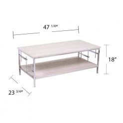 Davis 48 in. Chrome Large Rectangle Stone Coffee Table with Shelf by Southern Enterprises -Southern Enterprises Sales chrome finish w faux travertine marble southern enterprises coffee tables hd433387 76 1000