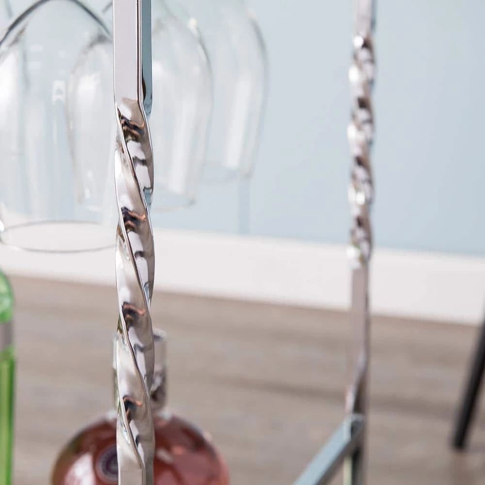 Prindel Chrome Mirrored Bar Cart by Southern Enterprises 8 Prindel Chrome Mirrored Bar Cart by Southern Enterprises - Image 6