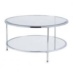 Cillian 34 in. Chrome Medium Round Glass Coffee Table with Shelf by Southern Enterprises 13 Cillian 34 in. Chrome Medium Round Glass Coffee Table with Shelf by Southern Enterprises -Southern Enterprises Sales chrome southern enterprises coffee tables hd652092 1f 1000