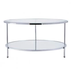 Cillian 34 in. Chrome Medium Round Glass Coffee Table with Shelf by Southern Enterprises 14 Cillian 34 in. Chrome Medium Round Glass Coffee Table with Shelf by Southern Enterprises -Southern Enterprises Sales chrome southern enterprises coffee tables hd652092 44 1000