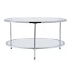 Cillian 34 in. Chrome Medium Round Glass Coffee Table with Shelf by Southern Enterprises -Southern Enterprises Sales chrome southern enterprises coffee tables hd652092 64 1000