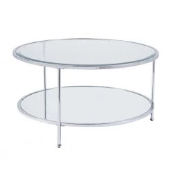 Cillian 34 in. Chrome Medium Round Glass Coffee Table with Shelf by Southern Enterprises 15 Cillian 34 in. Chrome Medium Round Glass Coffee Table with Shelf by Southern Enterprises -Southern Enterprises Sales chrome southern enterprises coffee tables hd652092 fa 1000