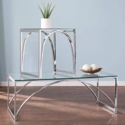 Mikel 19 in. Chrome Square Glass Top End Table by Southern Enterprises 17 Mikel 19 in. Chrome Square Glass Top End Table by Southern Enterprises -Southern Enterprises Sales chrome southern enterprises end side tables hd447582 1f 1000