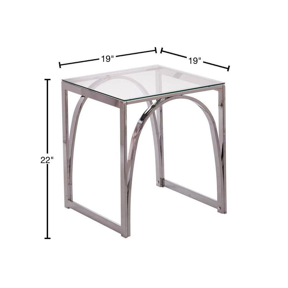 Mikel 19 in. Chrome Square Glass Top End Table by Southern Enterprises 5 Mikel 19 in. Chrome Square Glass Top End Table by Southern Enterprises - Image 3