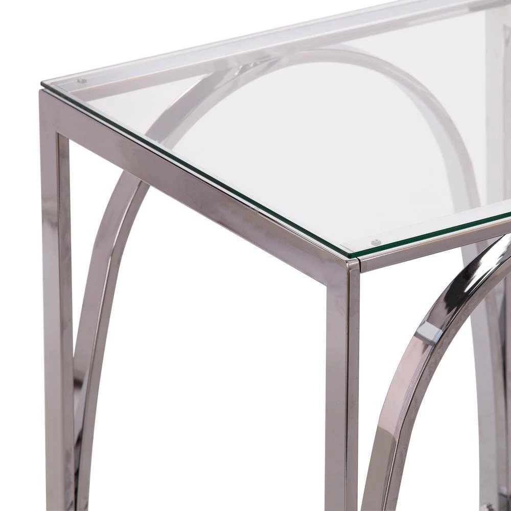 Mikel 19 in. Chrome Square Glass Top End Table by Southern Enterprises 9 Mikel 19 in. Chrome Square Glass Top End Table by Southern Enterprises - Image 7
