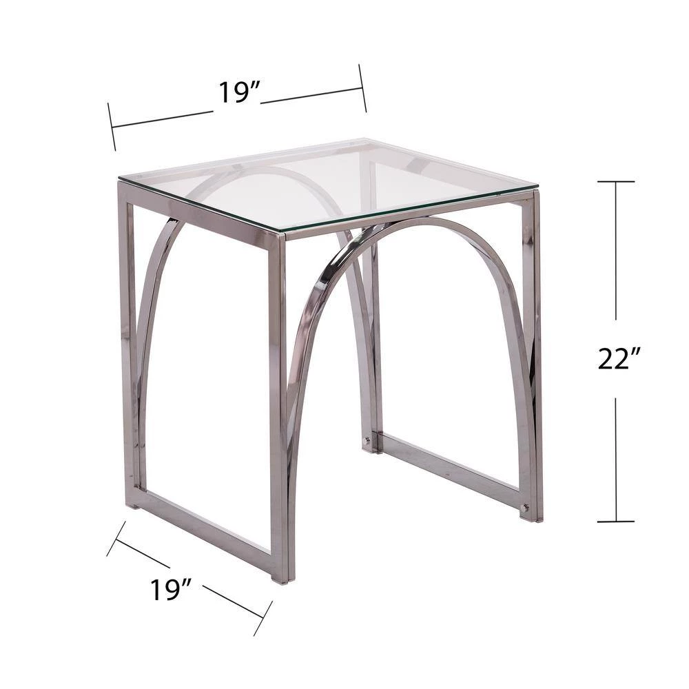 Mikel 19 in. Chrome Square Glass Top End Table by Southern Enterprises 10 Mikel 19 in. Chrome Square Glass Top End Table by Southern Enterprises - Image 8