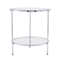 Jessa 24.25 in. Chrome Round Glass Top End Table by Southern Enterprises -Southern Enterprises Sales chrome southern enterprises end side tables hd649764 1f 1000