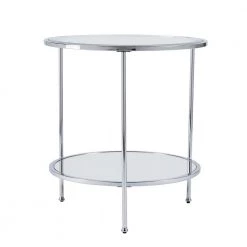 Jessa 24.25 in. Chrome Round Glass Top End Table by Southern Enterprises