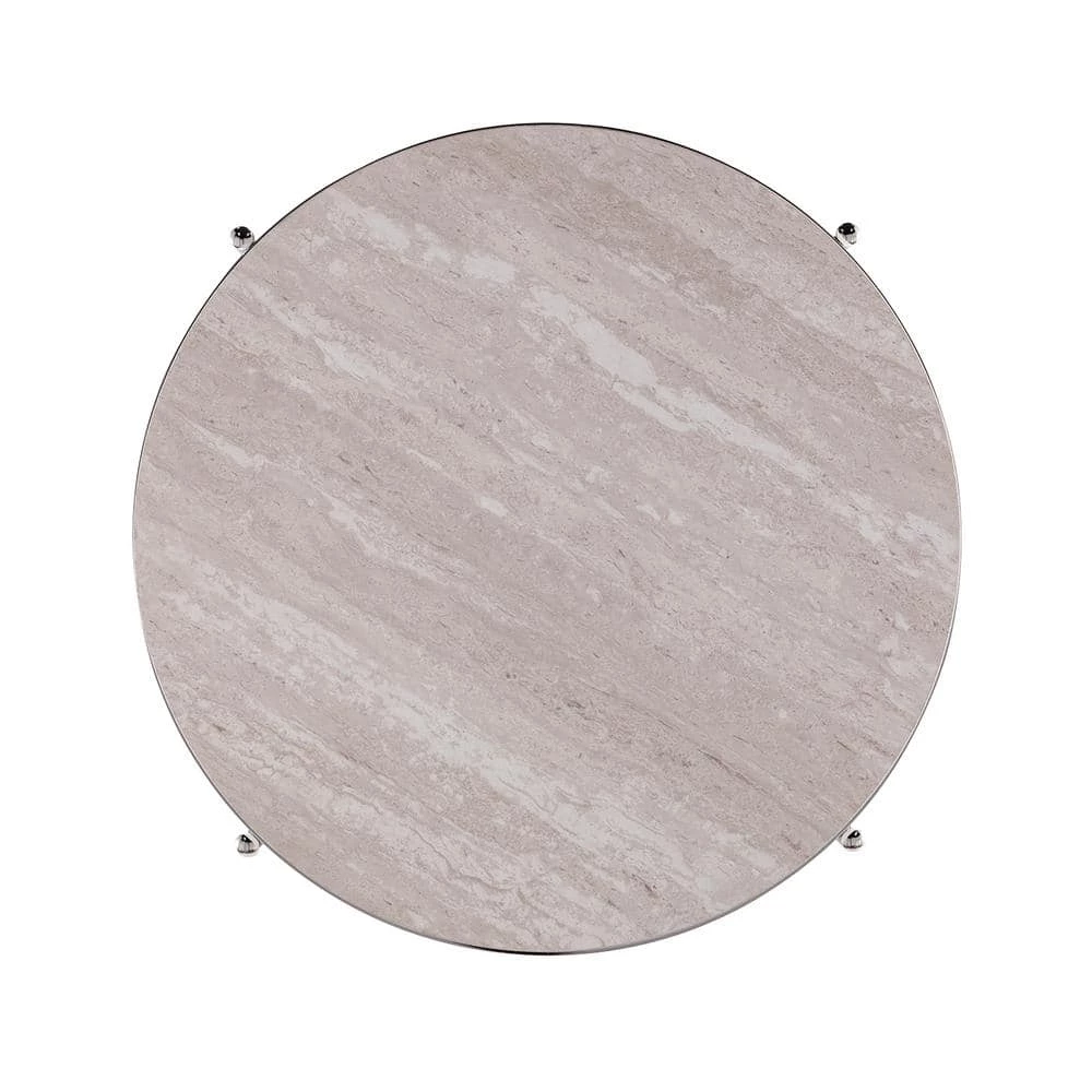 Kaitlyn Chrome with Faux Travertine Round End Table by Southern Enterprises 7 Kaitlyn Chrome with Faux Travertine Round End Table by Southern Enterprises - Image 5