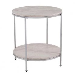 Kaitlyn Chrome with Faux Travertine Round End Table by Southern Enterprises 13 Kaitlyn Chrome with Faux Travertine Round End Table by Southern Enterprises -Southern Enterprises Sales chrome southern enterprises end side tables hd698489 a0 1000