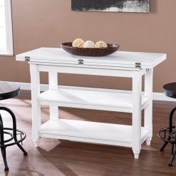 Marcona 35.5 in. Rectangle Clean white MDF top 2 to 6 Person Convertible Console to Dining Table White by Southern Enterprises -Southern Enterprises Sales clean white southern enterprises kitchen dining tables hd650241 4f 1000