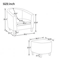 Colorful Polyester Accent Retro Living Room Chair with Ottoman by Huluwat -Southern Enterprises Sales colorful huluwat accent chairs dj tc pp282731aao c3 1000