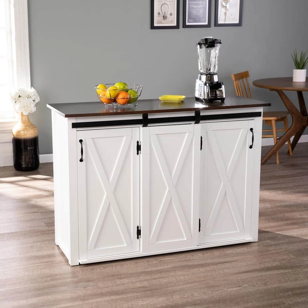 Hemani Dark Brown and White Barn-Door Kitchen Island by Southern Enterprises 12 Hemani Dark Brown and White Barn-Door Kitchen Island by Southern Enterprises - Image 10