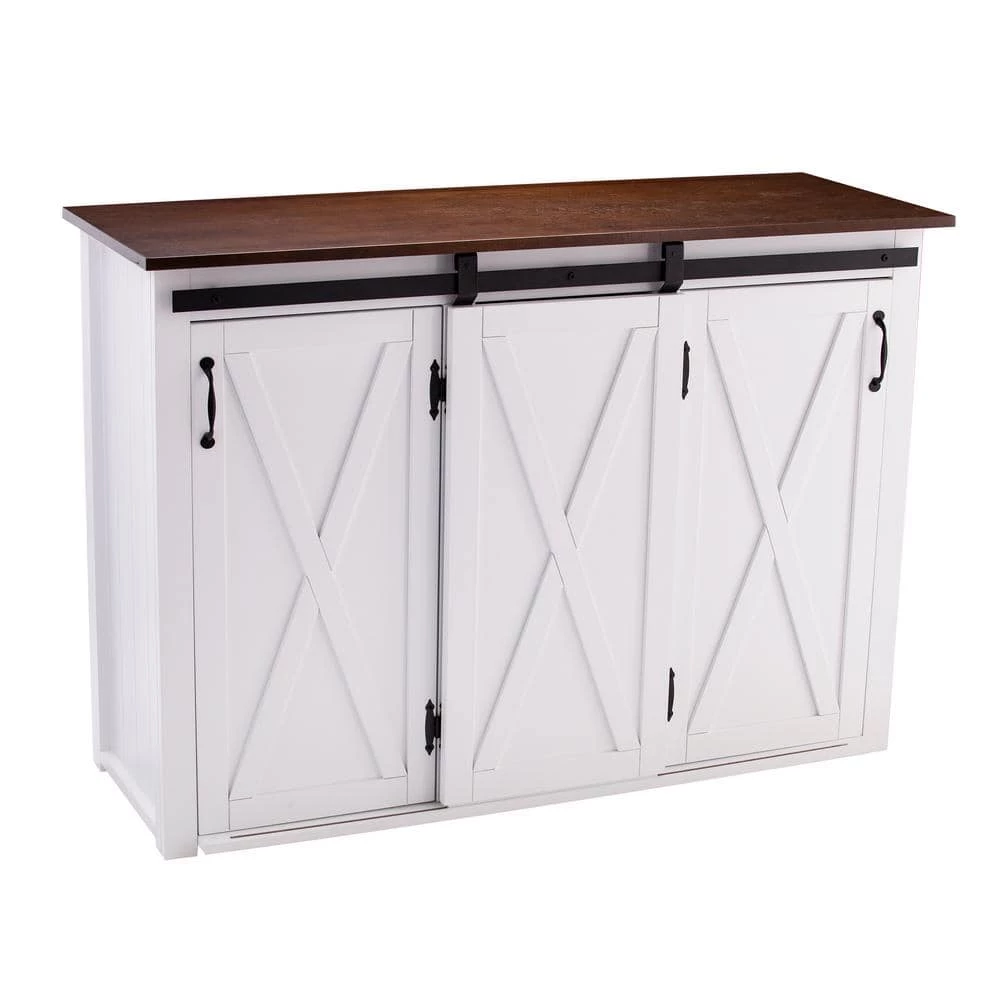 Hemani Dark Brown and White Barn-Door Kitchen Island by Southern Enterprises 9 Hemani Dark Brown and White Barn-Door Kitchen Island by Southern Enterprises - Image 7