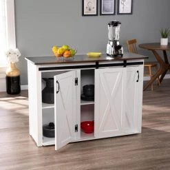 Hemani Dark Brown and White Barn-Door Kitchen Island by Southern Enterprises 17 Hemani Dark Brown and White Barn-Door Kitchen Island by Southern Enterprises -Southern Enterprises Sales dark brown and white finish southern enterprises kitchen islands hd434032 4f 1000