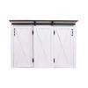 Hemani Dark Brown and White Barn-Door Kitchen Island by Southern Enterprises