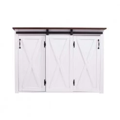 Hemani Dark Brown and White Barn-Door Kitchen Island by Southern Enterprises