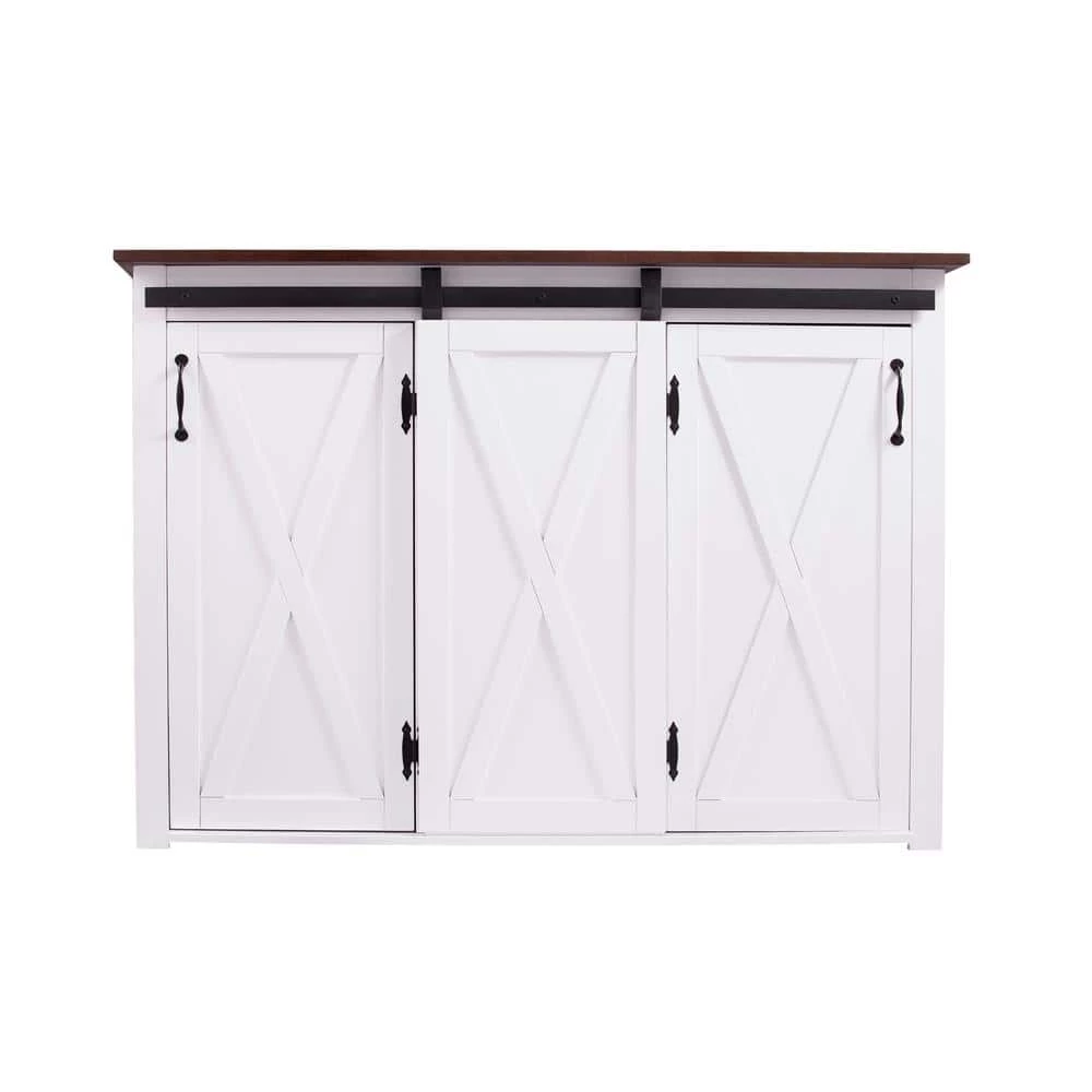 Hemani Dark Brown and White Barn-Door Kitchen Island by Southern Enterprises 3 Hemani Dark Brown and White Barn-Door Kitchen Island by Southern Enterprises