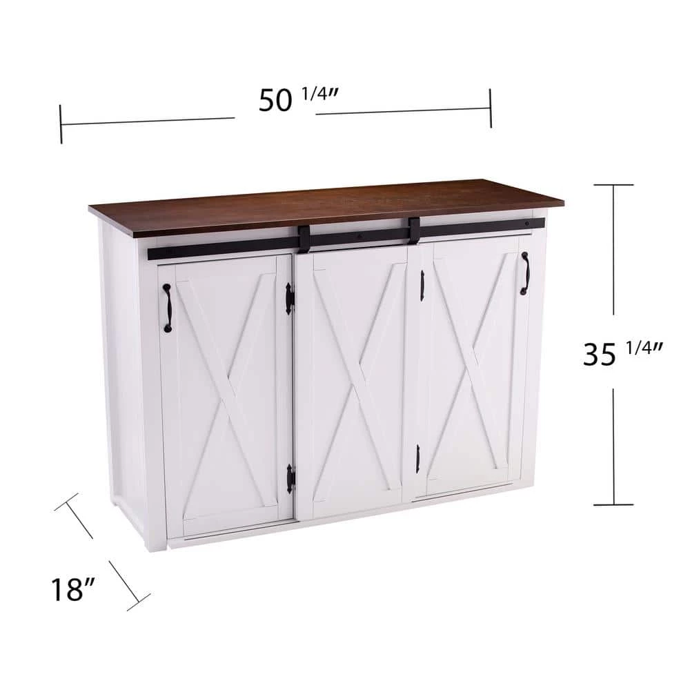 Hemani Dark Brown and White Barn-Door Kitchen Island by Southern Enterprises 11 Hemani Dark Brown and White Barn-Door Kitchen Island by Southern Enterprises - Image 9