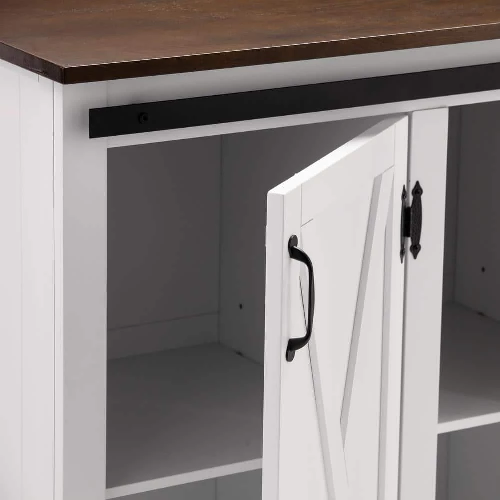 Hemani Dark Brown and White Barn-Door Kitchen Island by Southern Enterprises 10 Hemani Dark Brown and White Barn-Door Kitchen Island by Southern Enterprises - Image 8