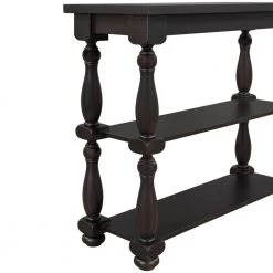 39.4 in. Dark Brown Modern Rectangle Wood Console Table for Hallway Living Room with 2-Shelves by Huluwat -Southern Enterprises Sales dark brown huluwat console tables dj tc wf285066aad 1f 1000